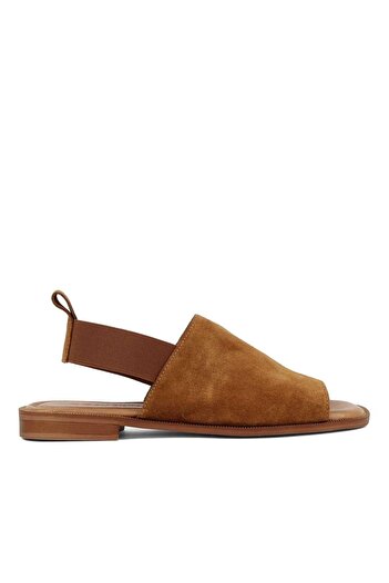 Celal Gültekin Women's Tan Ankle Elastic Suede Leather Sandals