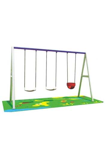 huitich Metal 3 Seats Swing Set For Ground Or Sand Height 250CM