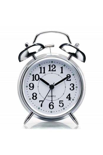 Generic Twin Bell Analog Alarm Clock, Modern Vintage Design, Touch-Activated Backlight, Loud Alarm