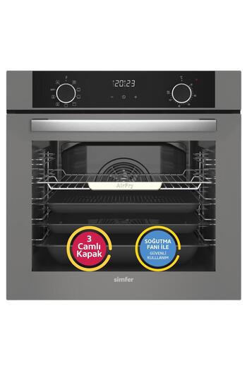 Simfer 8217 Airfry 10 Programlı Gri Cam Ankastre Fırın