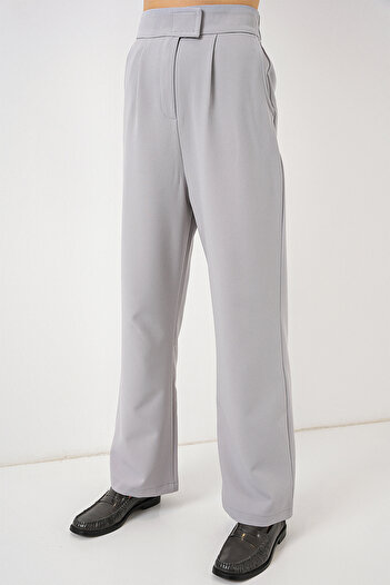 Bigdart 6612 High Waist Fabric Trousers - Gray