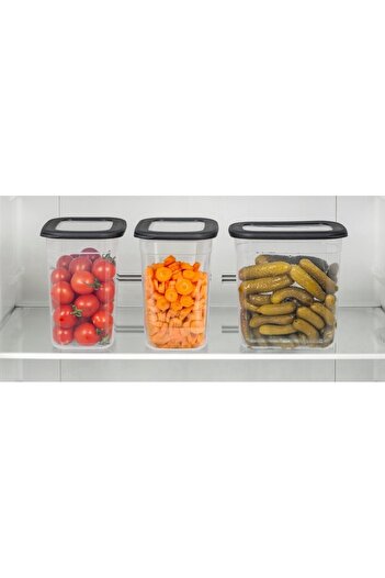 CRALEX Set of 6 Food Storage Containers, CRALEX Tosca 2L, Stackable, BPA Free, Anthracite