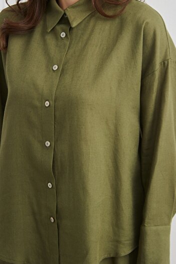 QANU Azur Linen Skirt Suit Green