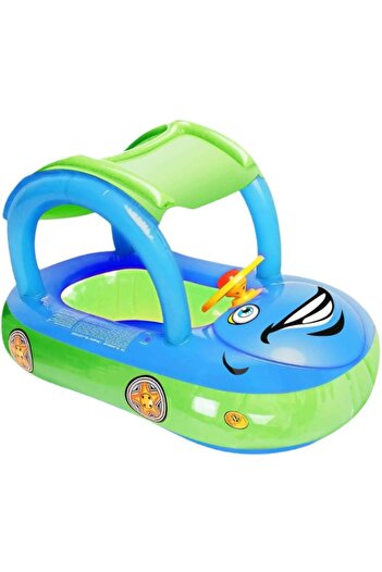 Picodino Inflatable Pool Ring with Canopy, Comfortable Design, Blue, 53x81x58cm