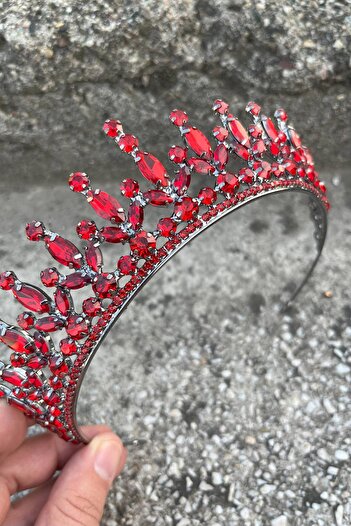 Hobigram Ivanna Red Bridal Henna Crown Special Occasion Accessory Women's Crown Hair Accessory – Crown, Crystal Stone