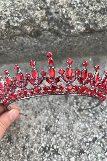 Hobigram Ivanna Red Bridal Henna Crown Special Occasion Accessory Women's Crown Hair Accessory – Crown, Crystal Stone