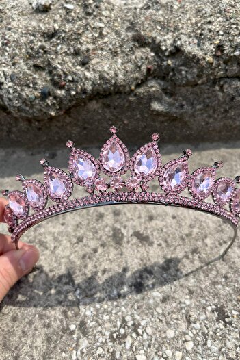 Hobigram Renata Pink Bridal Henna Crown Special Occasion Accessory Women's Crown Hair Accessory – Crown, Crystal Stone