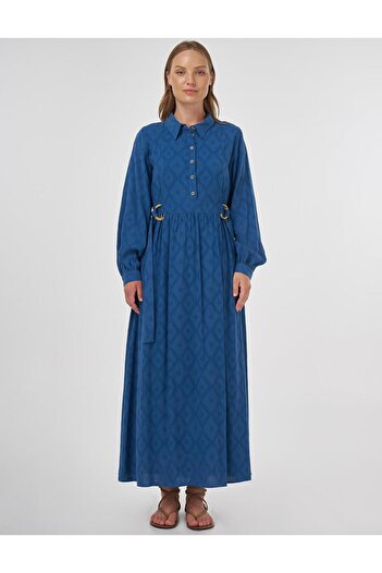 KYR Belted Viscose Linen Dress Indigo