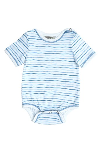 Ozmoz By Mukadder Özden Organic Line Patterned Short Sleeve Baby Boy Body