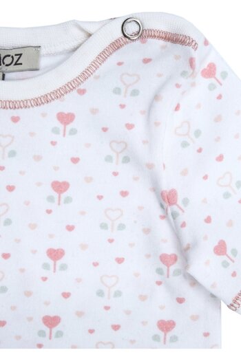 Ozmoz By Mukadder Özden Organic Heart Patterned Short Sleeve Baby Girl Bodysuit