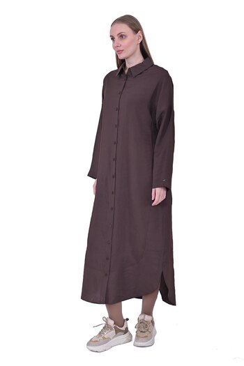 Invee Crescent Long Shirt Cap Brown