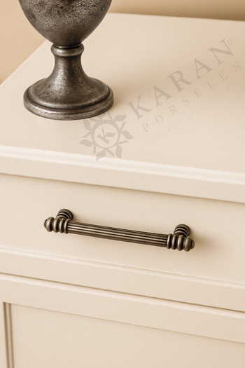 Karan Porselen Pipe Handle Metal, Antique Silver, Cabinet, Drawer, Kitchen, Cloakroom Handle