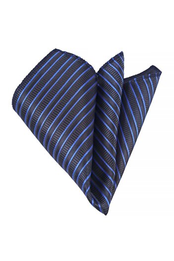Exve Exclusive Elegant Jacquard Collar Handkerchief with Blue Stripes on Black