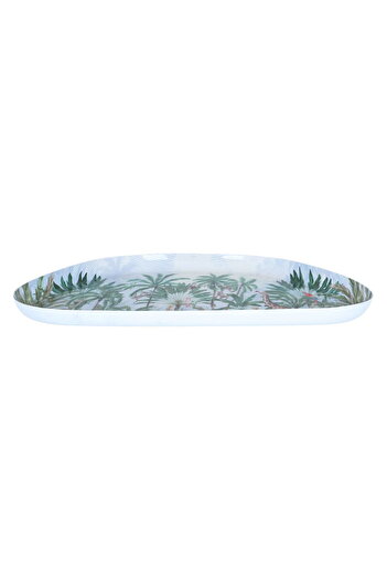 Alsaif Gallery Porcelain Serving Plate Alsaif Gallery, 31.5×22.5×1 cm, Semi-circle Pattern - White