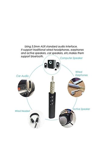HooToo HOTO Bluetooth Car Kit - Small, Supports Calls and Voice Control, Compatible with All AUX Devices