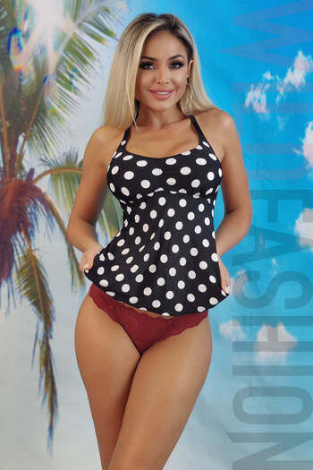 WildFashion Dress-like swimsuit top with polka dot pattern SW1900RR-1 S/M
