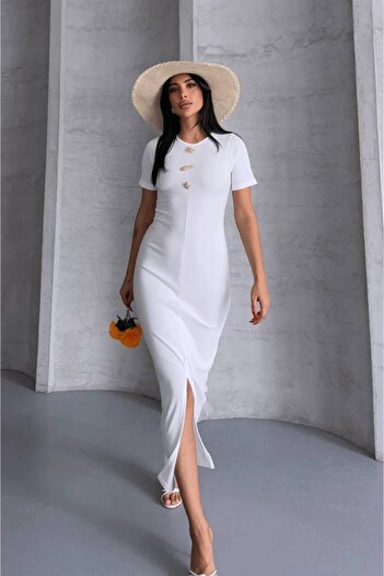 FioriModa Draped Sun Accessory Half Sleeve Side Slit Elibse