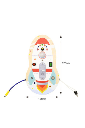 Generic Rocket Busy Board for Toddlers – Montessori Wooden Sensory Toy for Kids Age 3+