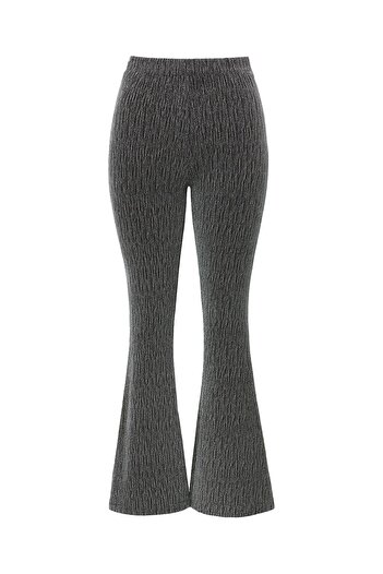 Sezgi Tekin Silver Stone Detail Spanish Leg Glitter Trousers