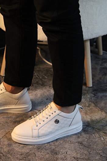 Goldbrand White Leather Men's Shoes