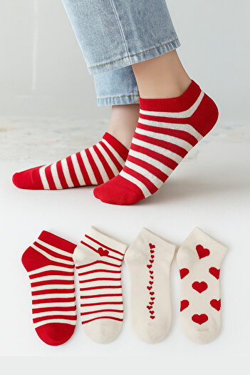 KaeLaurean Cotton Seamless 4-Piece Patterned Women's Socks