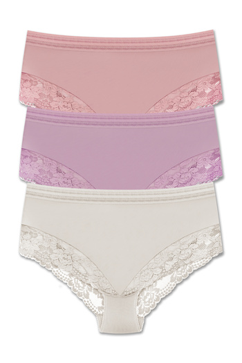 ZENA UNDERWEAR Pachet de 3 chiloți de damă cu talie înaltă elastică cu detaliu din tul și dantelă