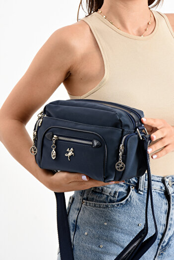 Getcho Sprung Women's Navy Blue Cross Strap Sports Bag Zippered Compartment Suitable for Daily Use Lightweight Model