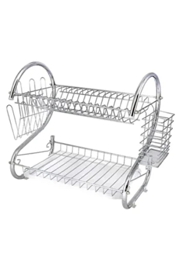 Promagg Dish Drying Rack - Stainless Steel, Multi-Tiered with Cutlery Holder and Glass Holder