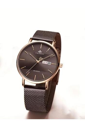 FOURRON Luxury Double Calendar Function Waterproof Steel Men Wristwatch