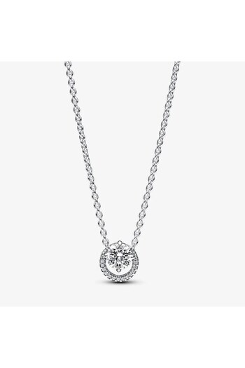 Pandora Colier Pandora cu pandantiv tip Halo rotund stralucitor Zirconiu din Argint 925 - 45cm