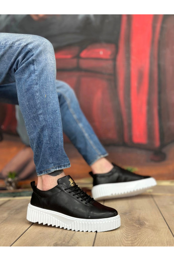 aradimtaradim Ba8104 Boa High Sole Black Leather Lace-Up Men's Shoes
