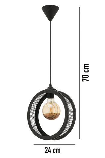 LUMINZO Hola 24 cm Siyah Modern Avize Sarkıt Salon Mutfak Kuaför Cafe Lamba Dekoratif Aydınlatma