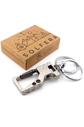 Solfera Outdoor Hook Hook with Lid Opener Silver Color Metal Keychain Kc353