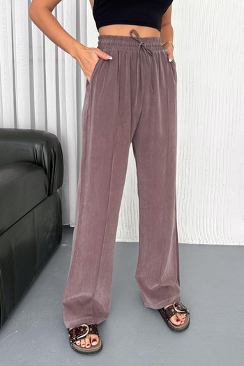 Feela Moda 2007 Lace-Up Elastic Waist Modal Striped Palazzo Women's Trousers