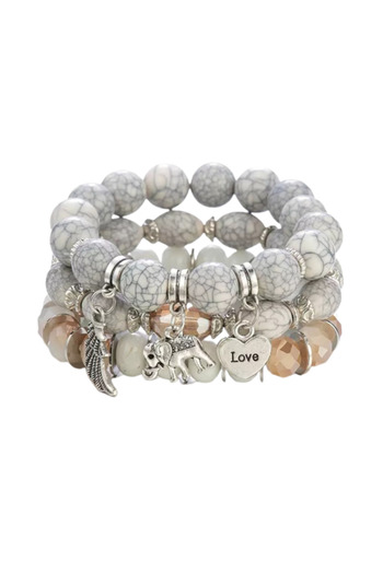 Tessero Women's bracelet with multiple strands handmade from beads with different charms, regular size
