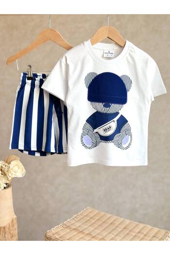JELİBOOM Bear 3D Boy's Shorts Suit 100% Organic Cotton