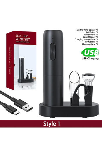 Choice A-With Accessories Electric Wine Bottle Opener Automatic Red Wine Corkscrew Rechargeable Wine Opener