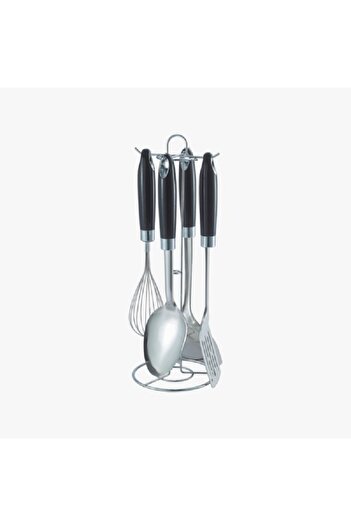 Hatchen 5-Piece Stainless Steel and Plastic Kitchen Tool Set Black and Silver
