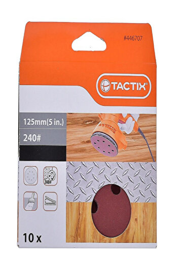 Tactix 10-Piece 8-Hole Durable Round Cut Sanding Disc