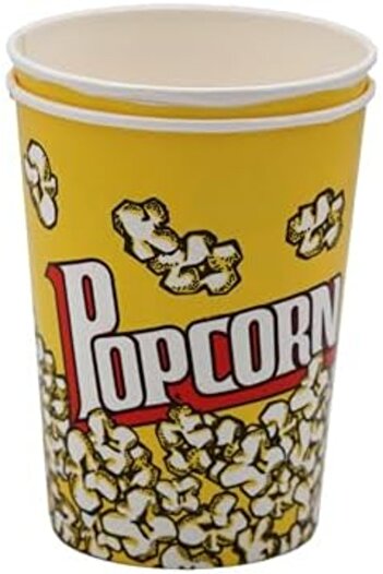 Ideal Pack Popcorn Tub – 32 oz Large Disposable Paper Tubs | Movie Theater Style | Grease-Resistant, Leak-Pro