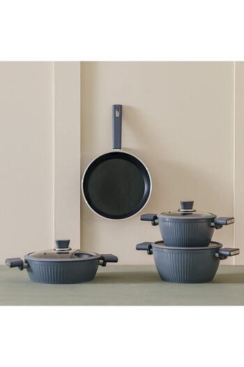 Danube Home Lines 7-Piece Cristal Cookware Set Titanium Teflon Grey