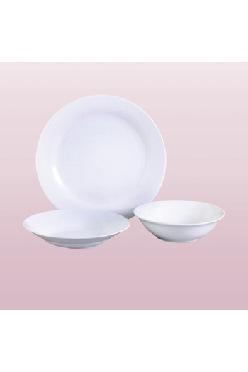 Bien Servi 12-Piece Durable and Elegant Design Porcelain Dinner Set White