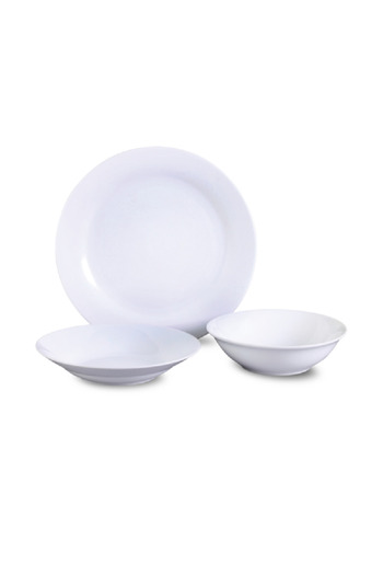 Bien Servi 12-Piece Durable and Elegant Design Porcelain Dinner Set White