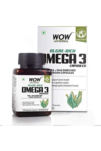 Wow Life Science Cap Algae Omega Capsules 60