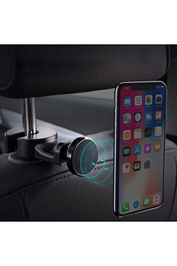 MaffStuff Suport de telefon pentru masina, magnetic, cu clema pentru fixare pe tetiera, negru