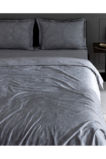 Madame Coco Vannes Double 100% Cotton Printed Satin Duvet Cover Set - Stone
