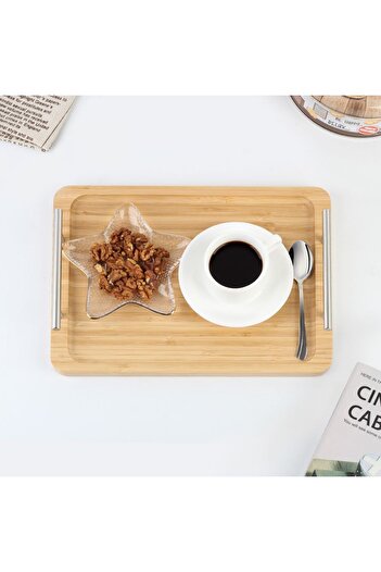 Danube Home Loretta 2-Piece Bamboo Serving Tray, M 33x 24x 1.7 Cm,L 39x 28x 1.7 Cm