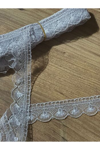 efem gipür Single Vacuum Cleaner Pattern Tulle Tape 8.5 Mt Gray French Lace Table Cloth Towel Edge, Table Cloth