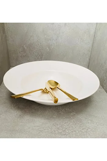 Demet Çeyiz Aksesuar Plate Pasta Matte White 26 cm
