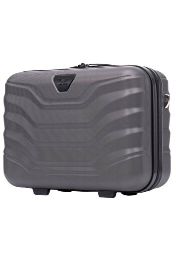 wings Peafowl Travel Case - Small ABS Cabin Bag for Airplanes, Dark Grey